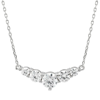 Round Cut Moissanite Diamond Five Stone Necklace for Women