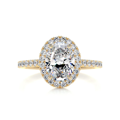 2.72 Carat Oval Cut Halo Style Moissanite Engagement Ring