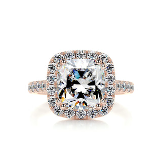 2.98ct Cushion Cut Moissanite Halo Style Engagement Ring