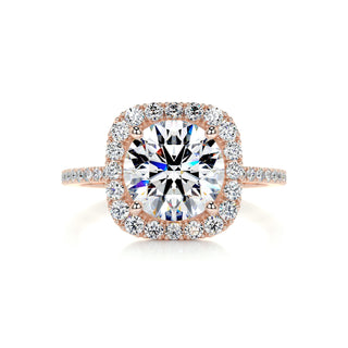 2.75ct Cushion Cut Double Halo Style Moissanite Pave Engagement Ring