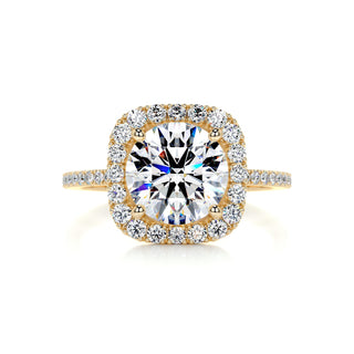 2.75ct Cushion Cut Double Halo Style Moissanite Pave Engagement Ring