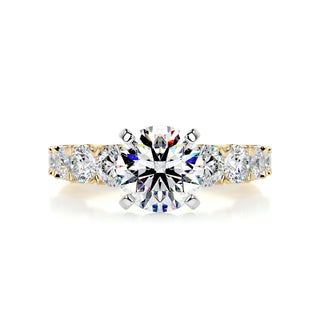 1.90ct Round Cut Pave Moissanite Two Tone Engagement Ring