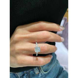 2.0 Carat Cushion Cut Moissanite Solitaire Engagement Ring