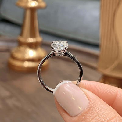 2.15 Carat Oval Classic and thin Solitaire Style Moissanite Engagement Ring