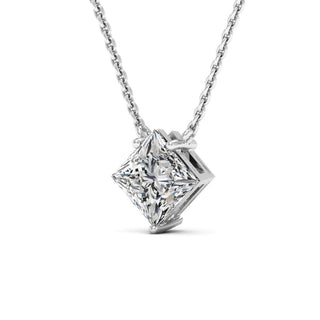 Princess Cut Moissanite Diamond Solitaire Pendant Necklace