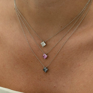 Princess Cut Moissanite Diamond Solitaire Pendant Necklace