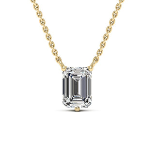 Emerald Cut Moissanite Diamond Solitaire Colleen Necklace
