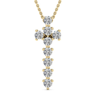 Round Cut Moissanite Diamond Cross Necklace for Women