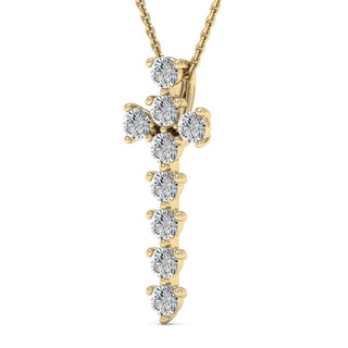 Round Cut Moissanite Diamond Cross Necklace for Women