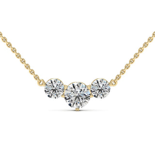 Round Cut Moissanite Diamond Three Stone Necklace for Women