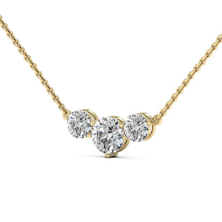 Round Cut Moissanite Diamond Three Stone Necklace for Women