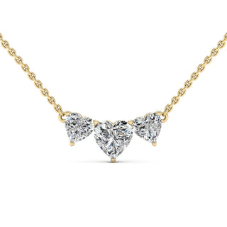 Heart Cut Moissanite Diamond Three Stone Necklace for Women