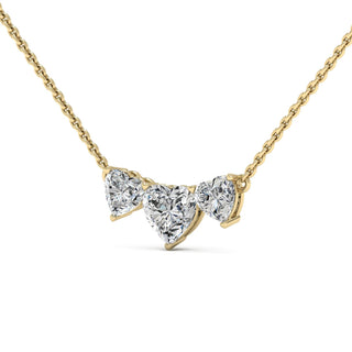 Heart Cut Moissanite Diamond Three Stone Necklace for Women