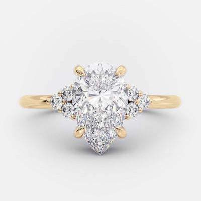 Pear Cut Diamond 14K Yellow Gold Engagement Ring