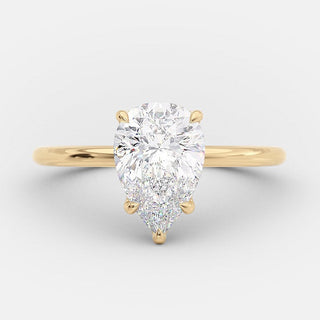 1.31ct Pear Cut Moissanite Solitaire Diamond Engagement Ring