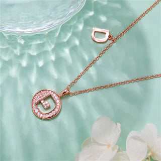 " D " Letter Moissanite Diamond Necklace for Women