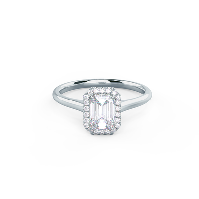 1.0CT Emerald Cut Moissanite Halo Diamond Engagement Ring