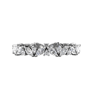 0.95ctw Marquise and Round Cut Half Eternity Wedding Band