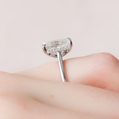 4.0CT Radiant Cut Hidden Halo Moissanite Diamond Solitaire Engagement Ring