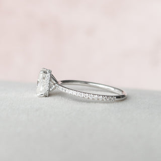 2.0CT Elongated Cushion Cut Hidden Halo Moissanite Engagement Ring