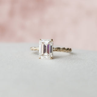 2.62CT Emerald Cut Braided Moissanite Engagement Ring