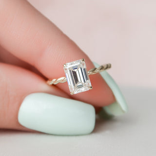 2.62CT Emerald Cut Braided Moissanite Engagement Ring