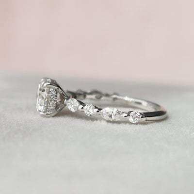1.0CT Round Cut Moissanite Hidden Halo Diamond Engagement Ring