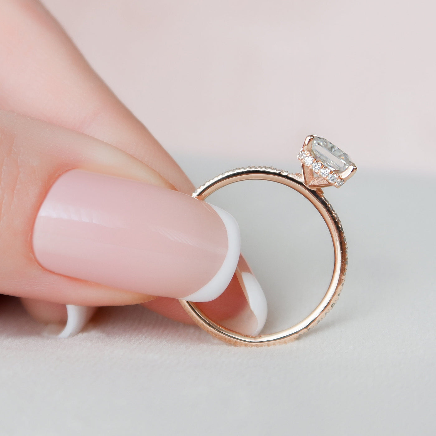 2.0CT Radiant Cut Hidden Halo Moissanite Diamond Pave Engagement Ring