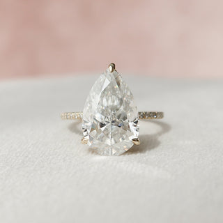 4.50CT Pear Cut Moissanite Hidden Halo Engagement Ring