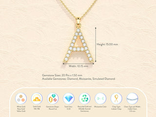 Alphabet Letter Moissanite Diamond Necklace for Women