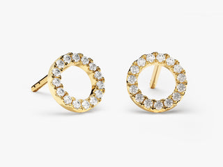 Round Shape Moissanite Diamond Earrings for Women in Yellow Gold