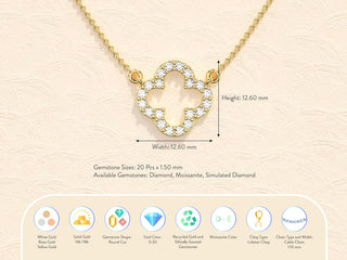 Clover Moissanite Diamond Necklace for Women