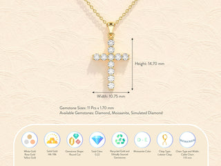 Encrusted Cross Moissanite Diamond Necklace for Women