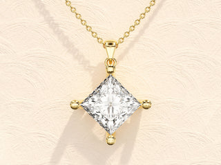 Princess Cut Moissanite Solitaire Diamond Pendant Necklace