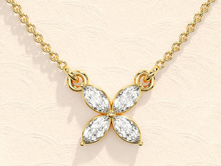 Marquise Cut Clover Moissanite Diamond Necklace for Her