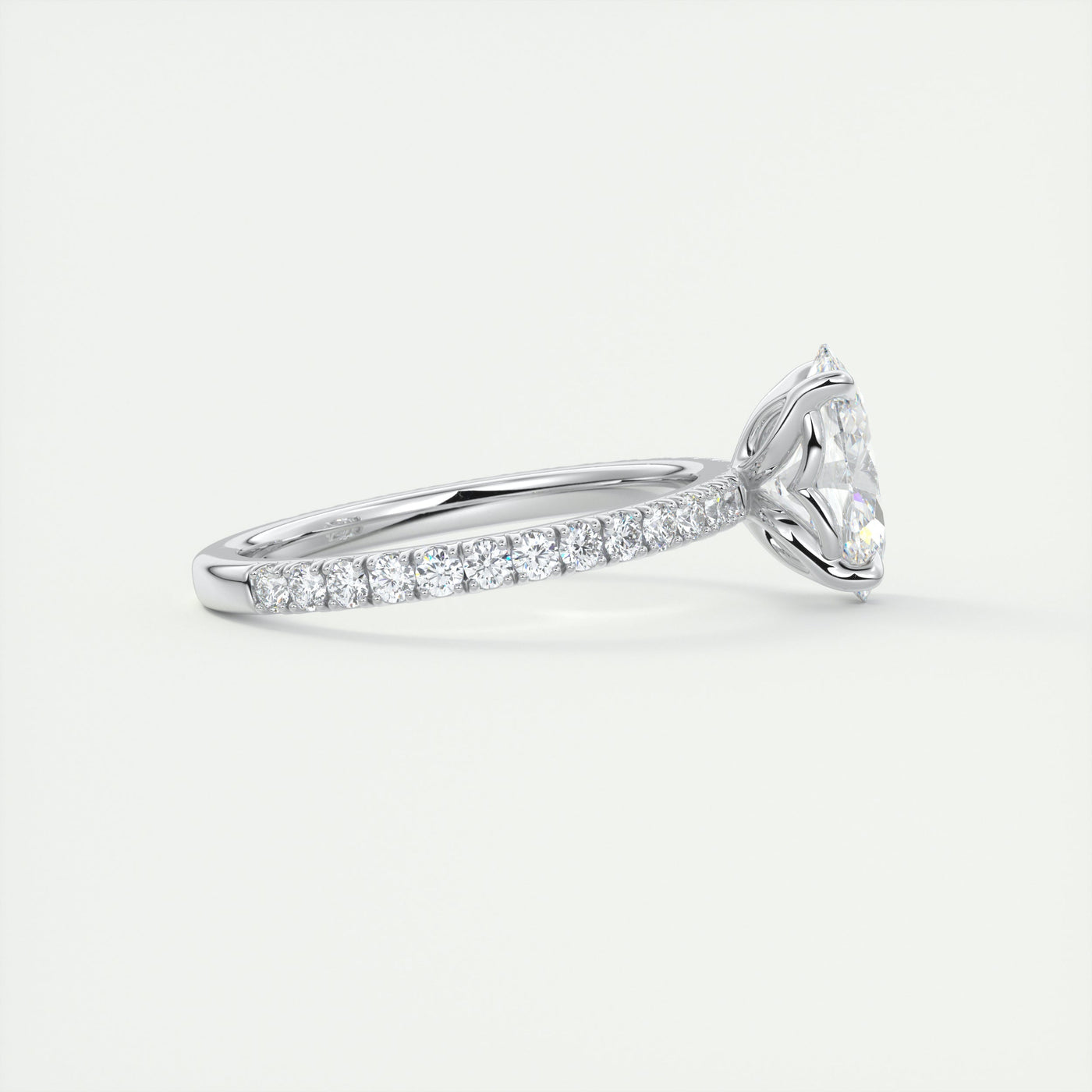 2CT Oval Cut Moissanite Engagement Ring with Pave Setting