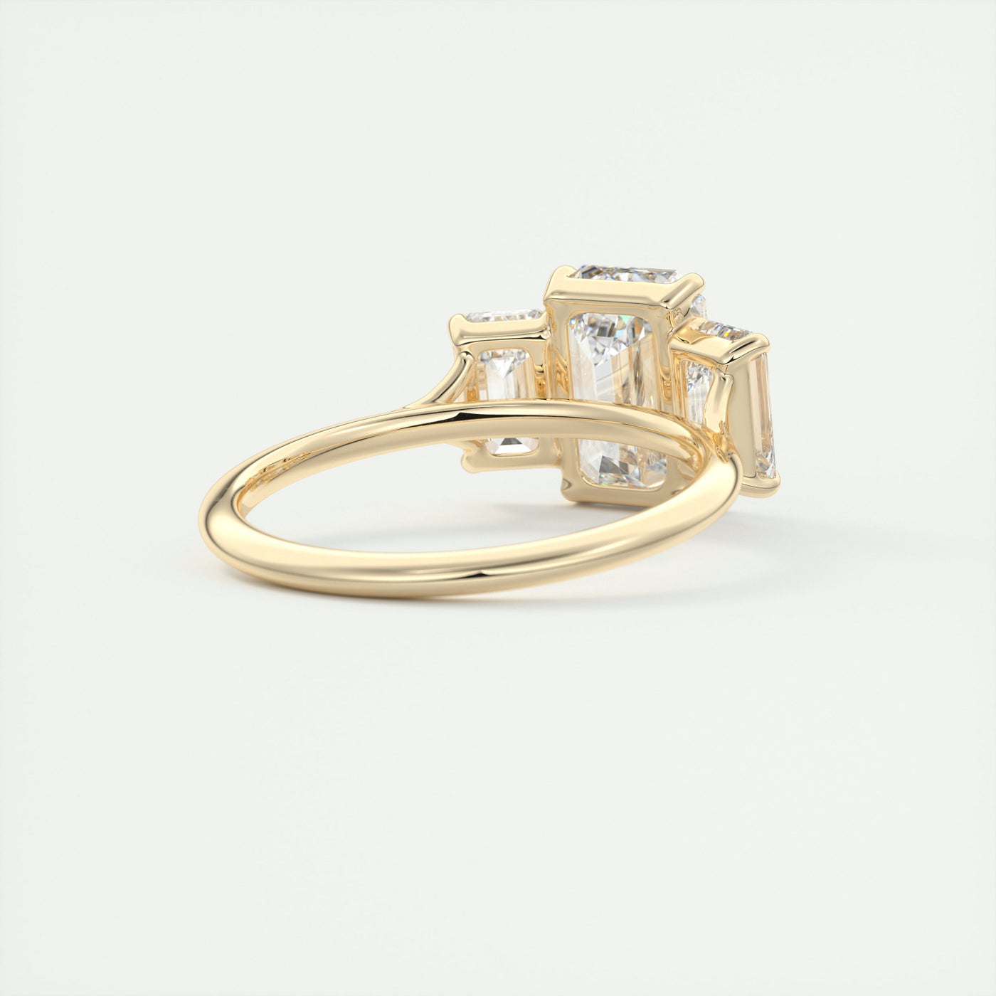 2CT Emerald Three Stone Solitaire Moissanite Diamond Engagement Ring