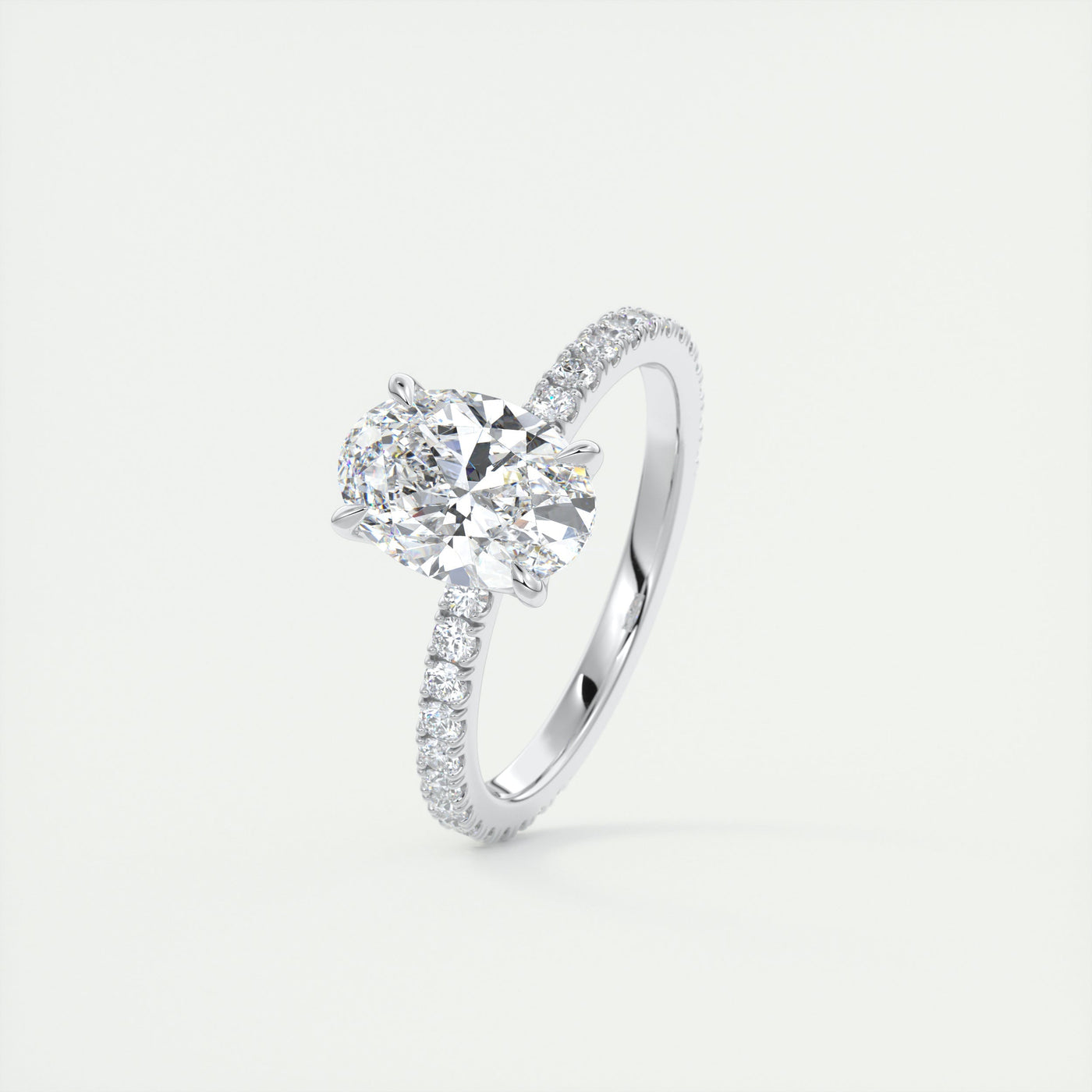 2CT Oval Cut Moissanite Engagement Ring with Pave Setting