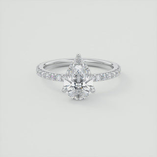 2CT Pear Cut Moissanite Engagement Ring with Pave Setting