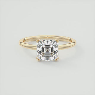 2CT Asscher Cut Double Scoop Moissanite Engagement Ring