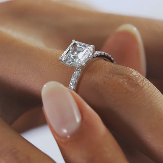 2CT Asscher Cut Moissanite Diamond Engagement Ring