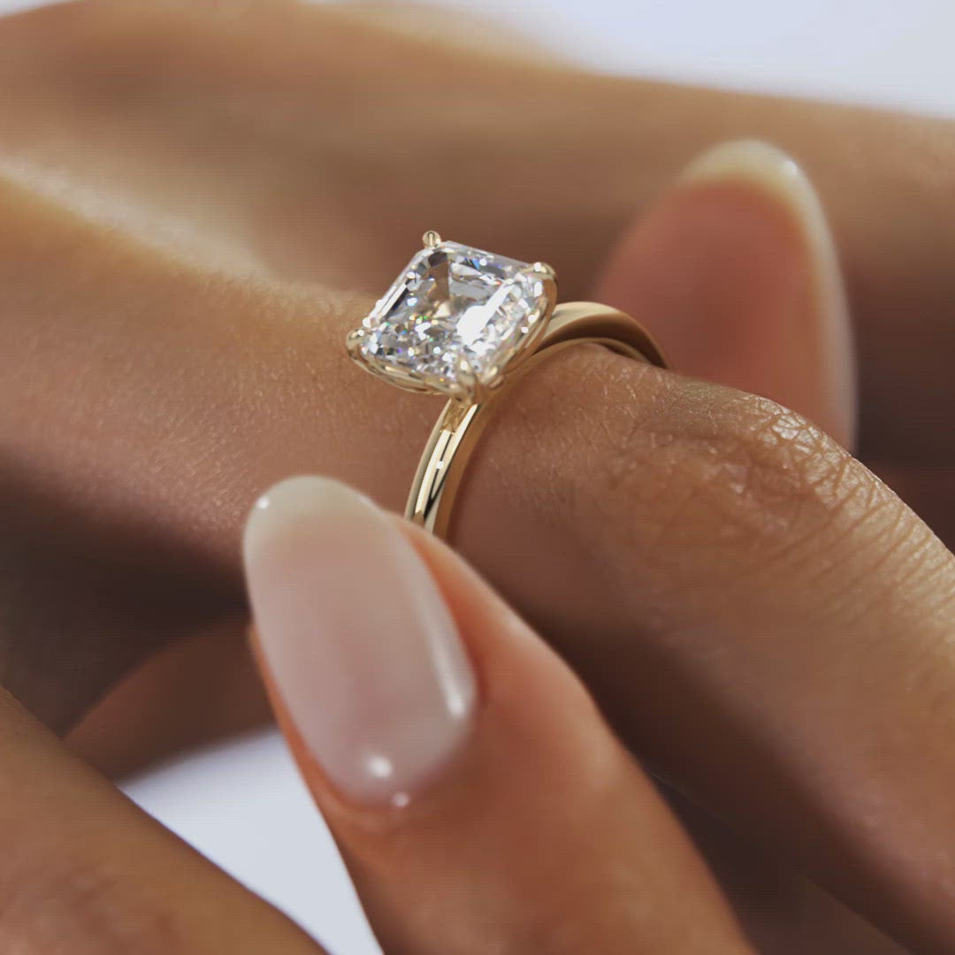 2 CT Asscher Cut Moissanite Diamond Solitaire Engagement Ring