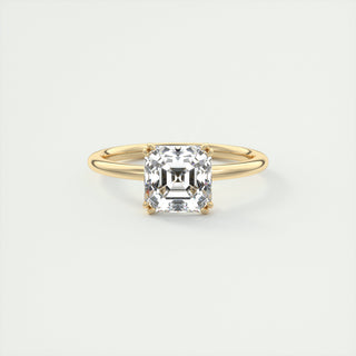 2CT Asscher Cut Double Scoop Moissanite Engagement Ring