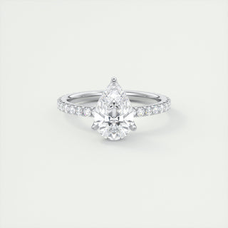 2CT Pear Cut Moissanite Engagement Ring with Pave Setting