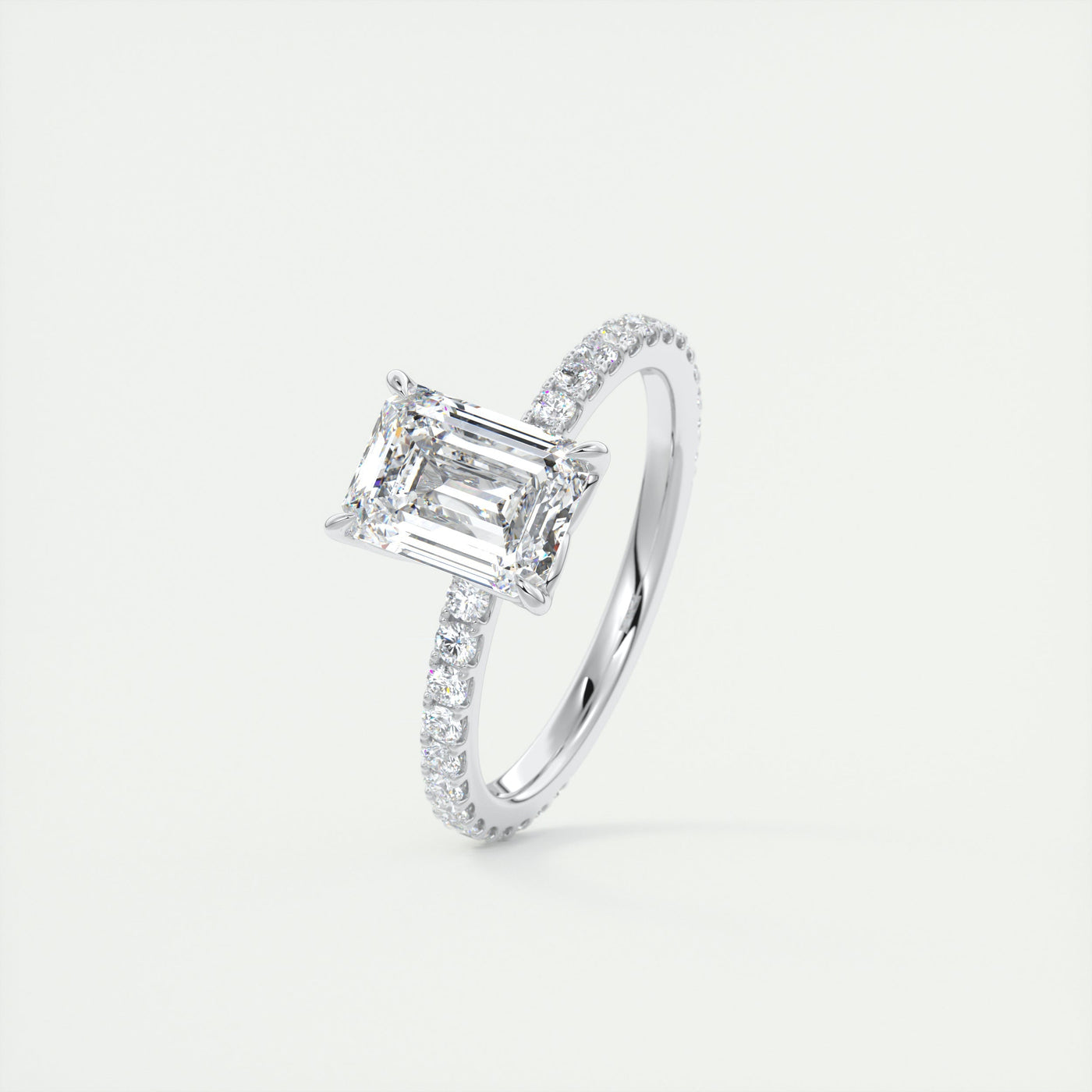 2 CT Emerald Cut Diamond Moissanite Engagement Ring With Pave Setting