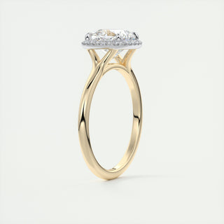 2CT Cushion Center with French Set Halo Solitaire Moissanite Engagement Ring