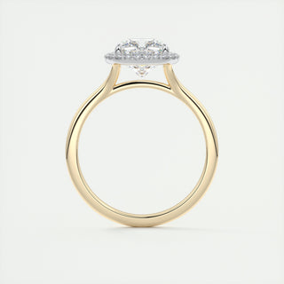 2CT Cushion Center with French Set Halo Solitaire Moissanite Engagement Ring