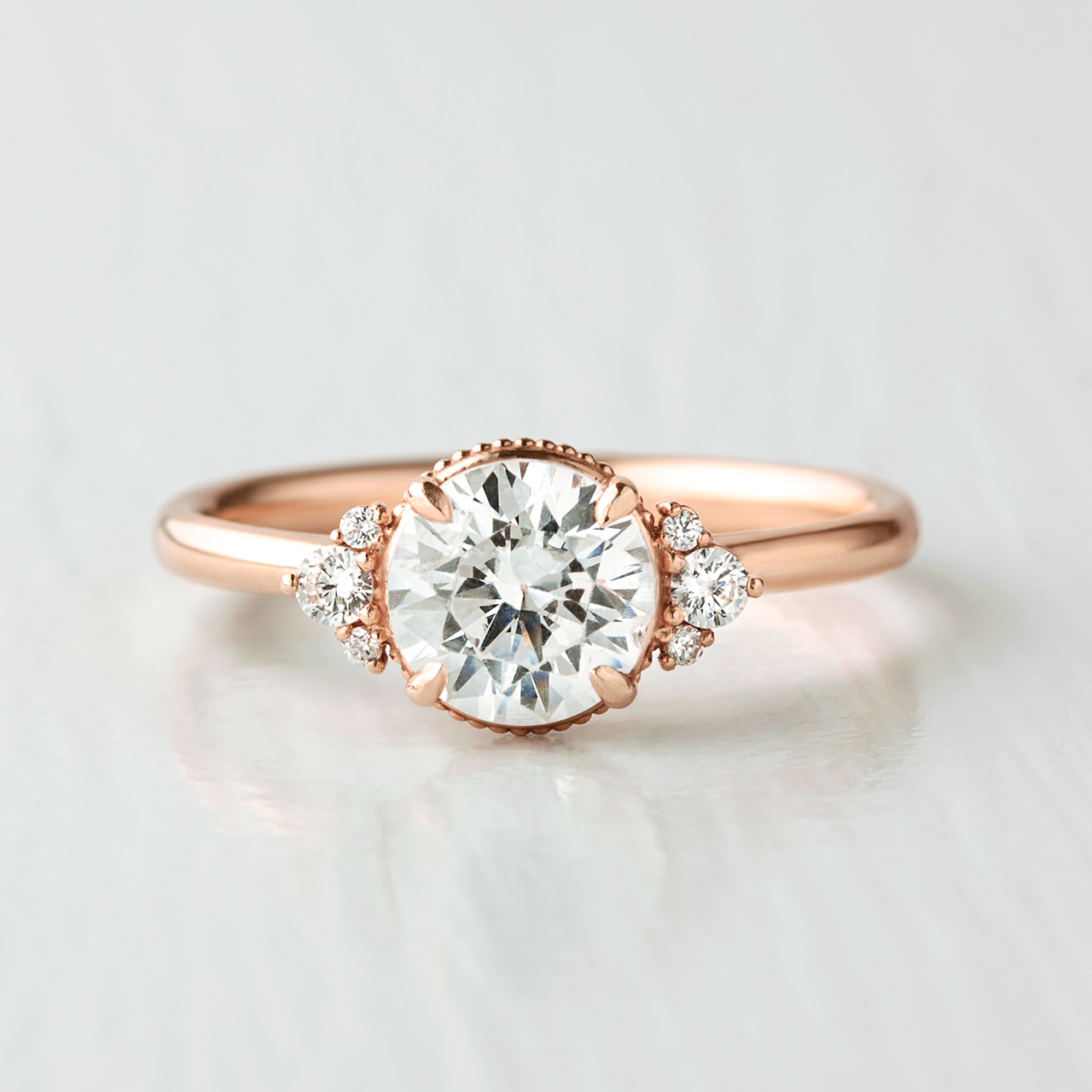 1.20CT Round Cut Vintage Inspired Moissanite Engagement Ring
