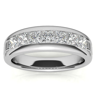 6mm Princess Cut Moissanite Men's Channel Set Wedding Band