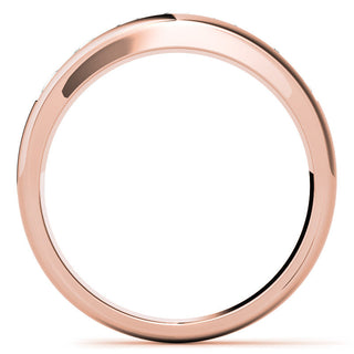 6mm Round Cut Seven Stone Men's Wedding Band in Rose Gold